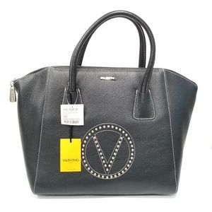 Mario Valentino Gigi Leather Satchel Bl